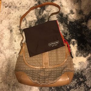 Leather and canvas Coach messenger bag